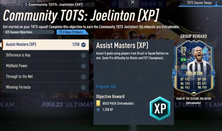 FIFA 23 Community TOTS Joelinton Objectives Completion