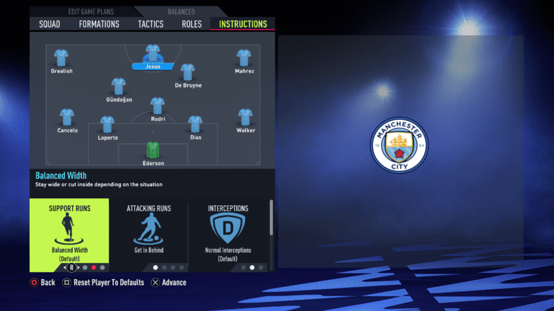 Pep Guardiola FIFA 22 tactics for central striker's position