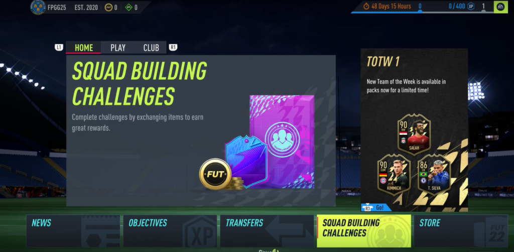 Squad building challenges in FUT 22