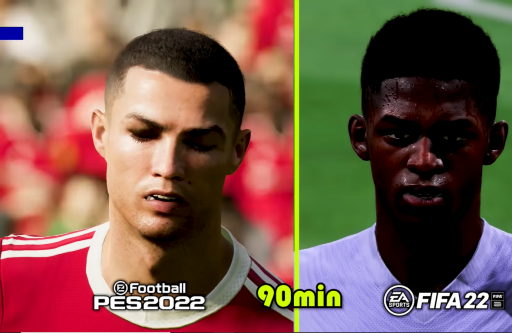 Sweating of Players in eFootball PES 2022 and FIFA 22 -- FIFA 22 vs PES 22