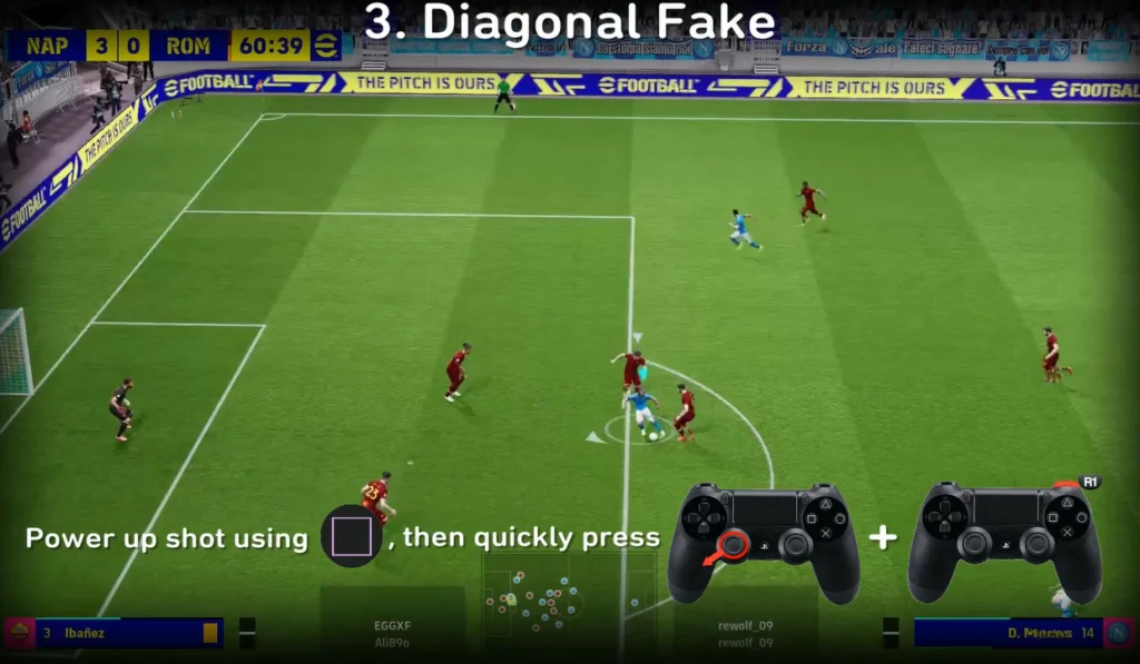 Diagonal Fake Shot in eFootball 2022