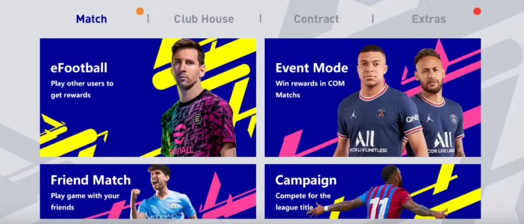 easily-controlled eFootball 2022 Mobile menu