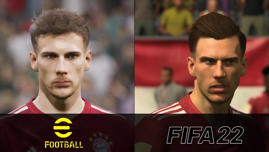 Player's face of FIFA 22 vs PES 22