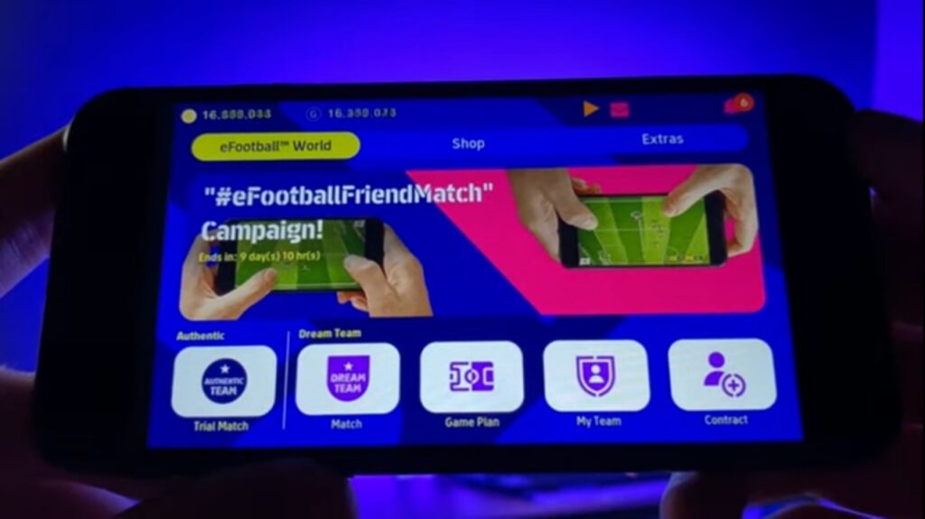 eFootball 2022 Mobile In-game menu