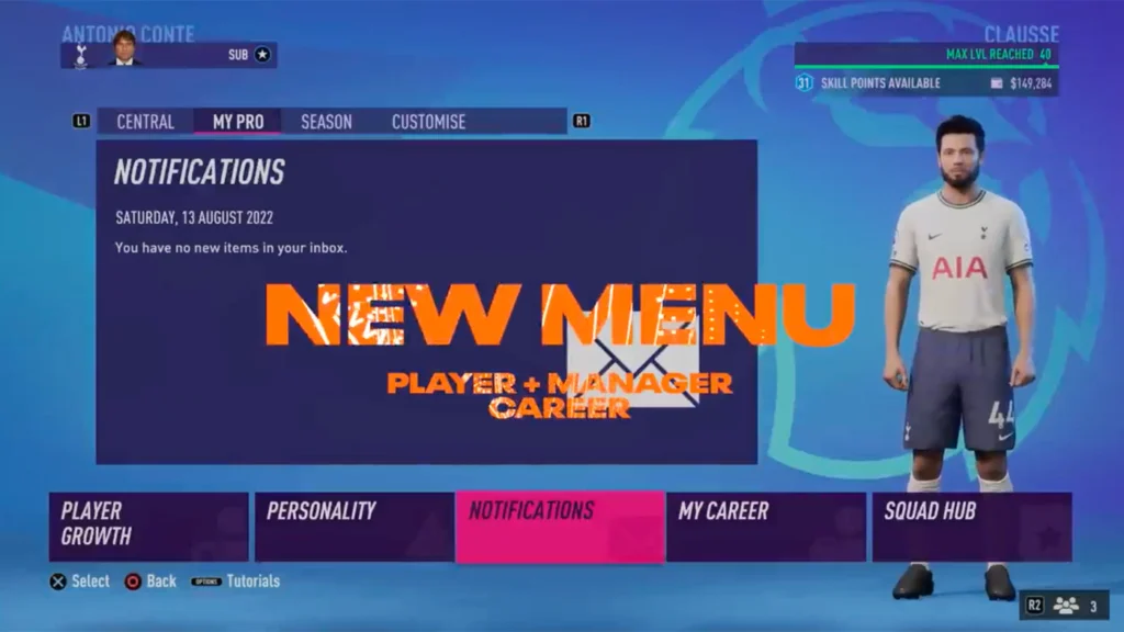 new menu in FIFA 23 Career Mode