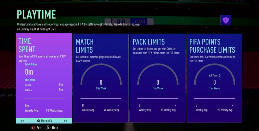FIFA Playtime Weekly Limit options