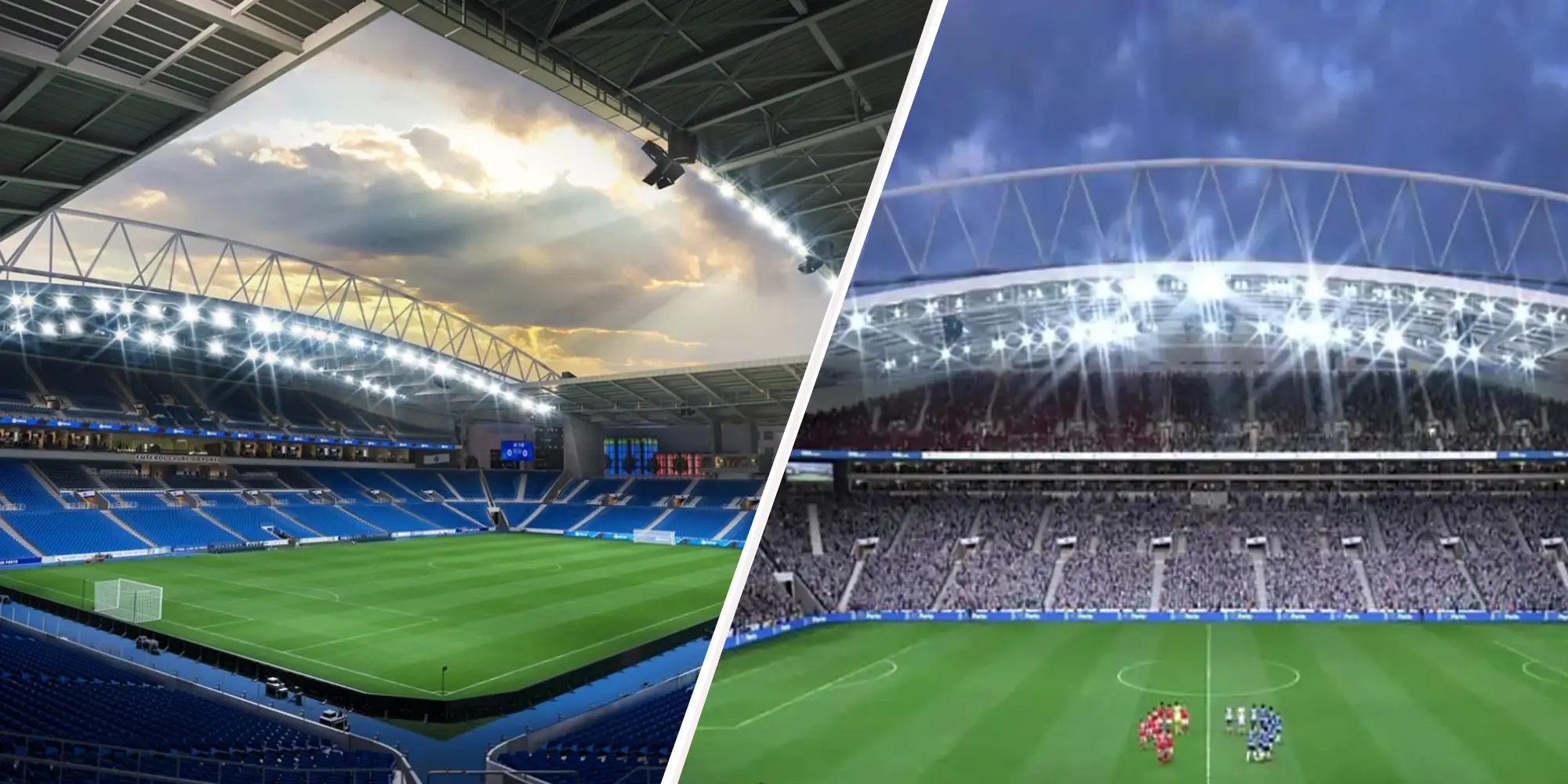 two generic stadiums in FIFA game