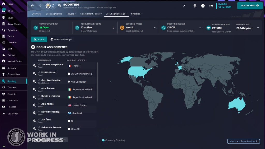 Scouting menu in Football Manager 2023