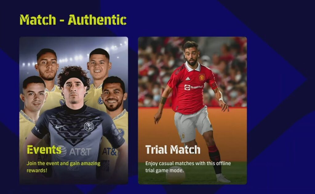 Events and Trial Match mode in eFootball 2023