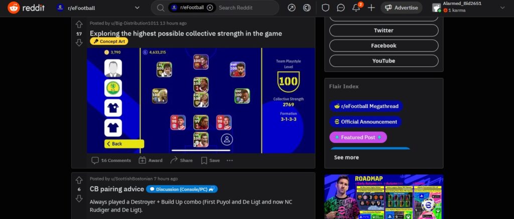Main page of eFootball Forum or Subreddit on Reddit