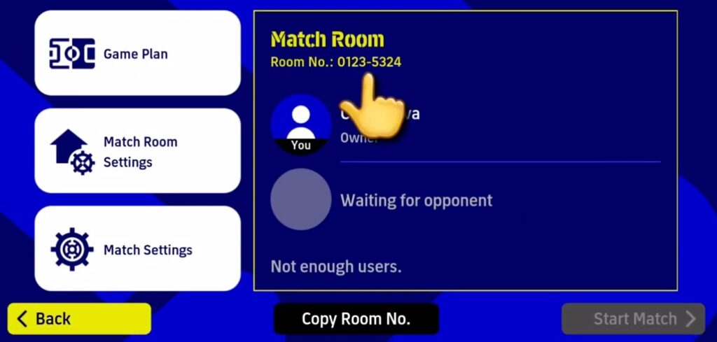 Created Match Room in eFootball 2023