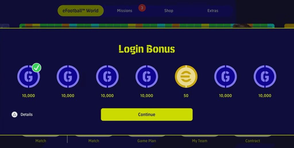 daily login bonuses in eFootball 2023