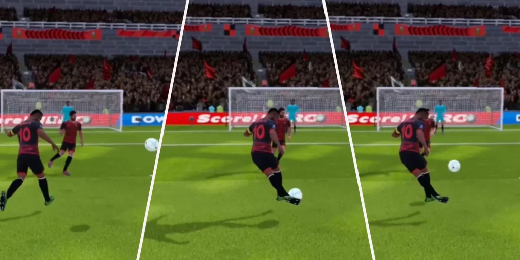 A player performs rabona kick skill in DLS 23