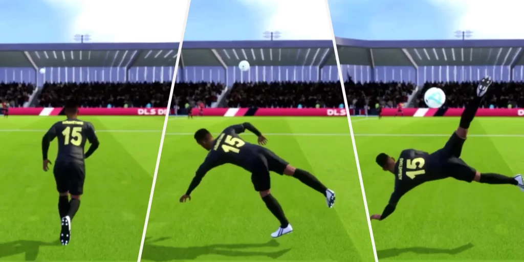 A player performs scorpion kick skill in DLS 23