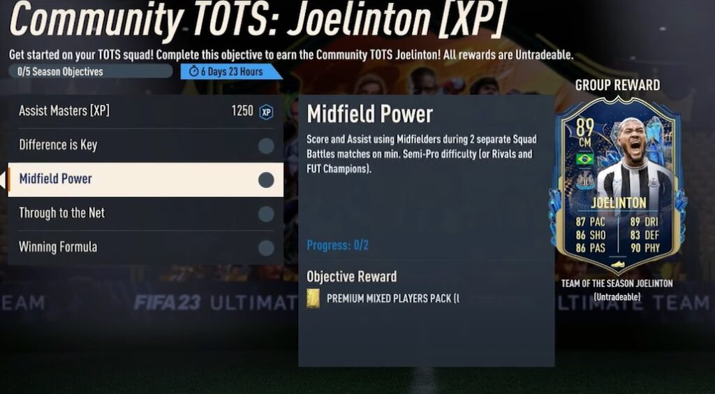 FIFA 23 Joeliton Objective Midfielder Power