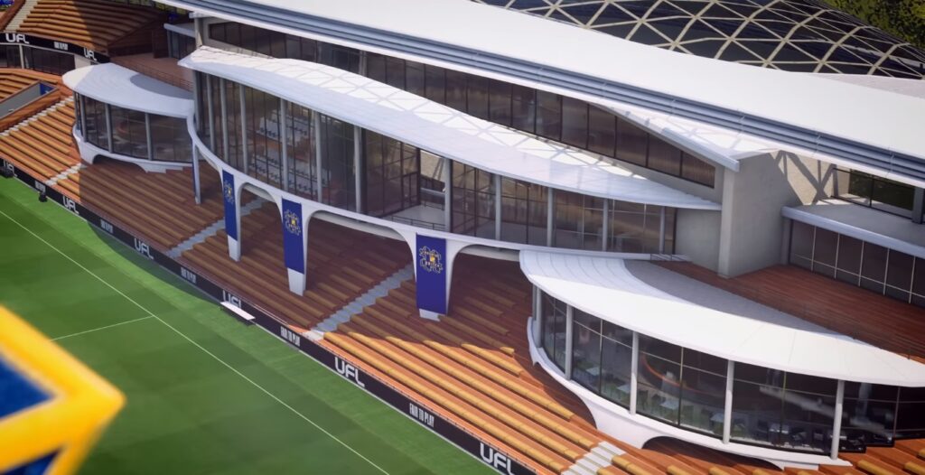 Side View of Hashtag United Arena in UFL
