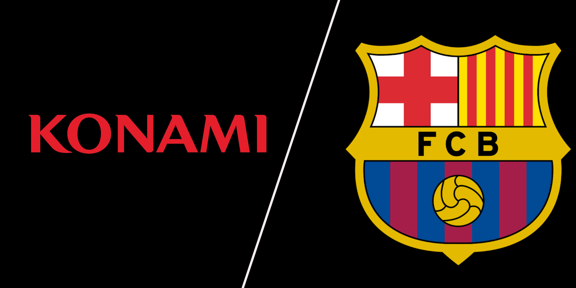 the logo of Konami and FC Barcelona