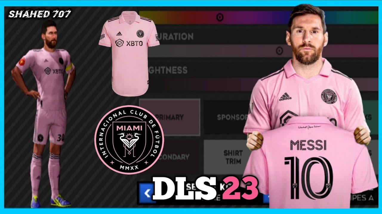 Inter miami kits on DLS 23 featuring :Lionel Messi as cover