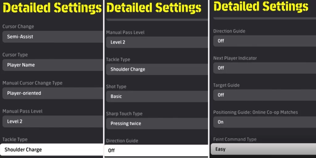 eFootball 2024 Controller Detailed Settings