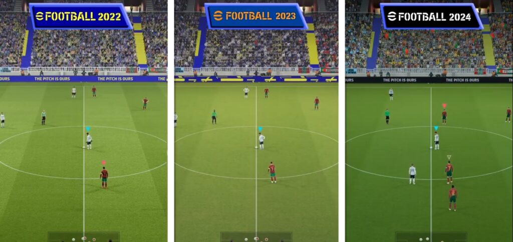 Beginning of match in eFootball 22 vs 23 vs 24