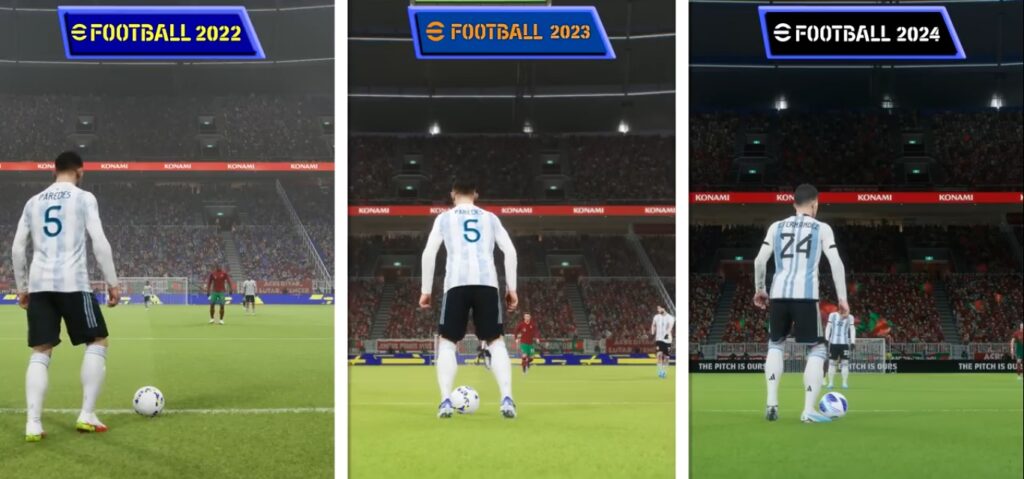 Player stance in eFootball 22 vs 23 vs 24