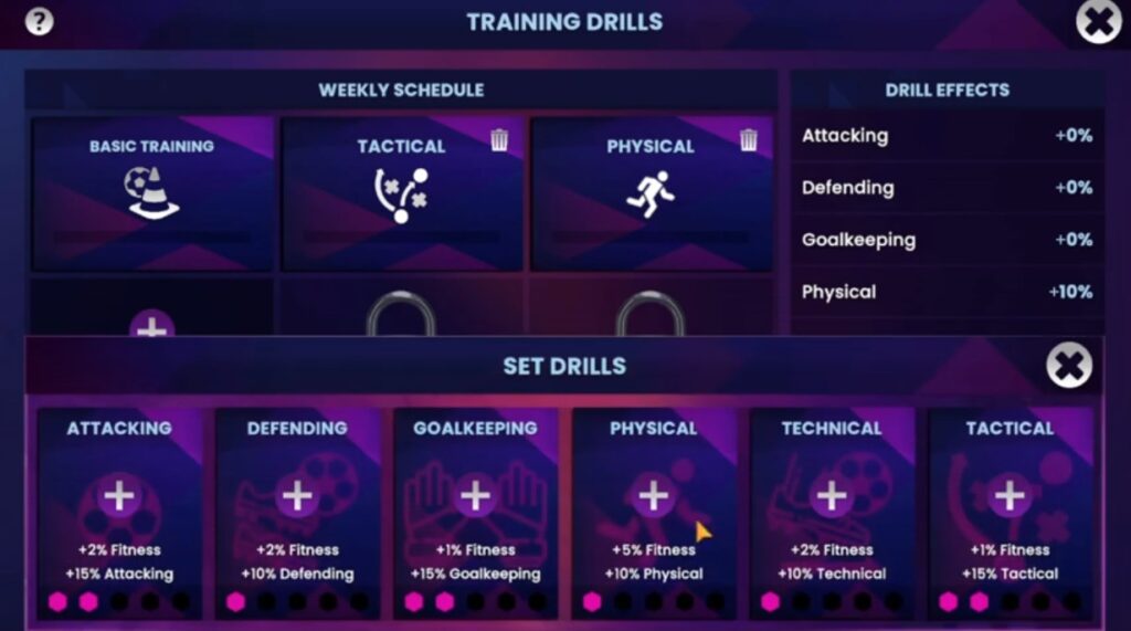 All five different training drills in SM24
