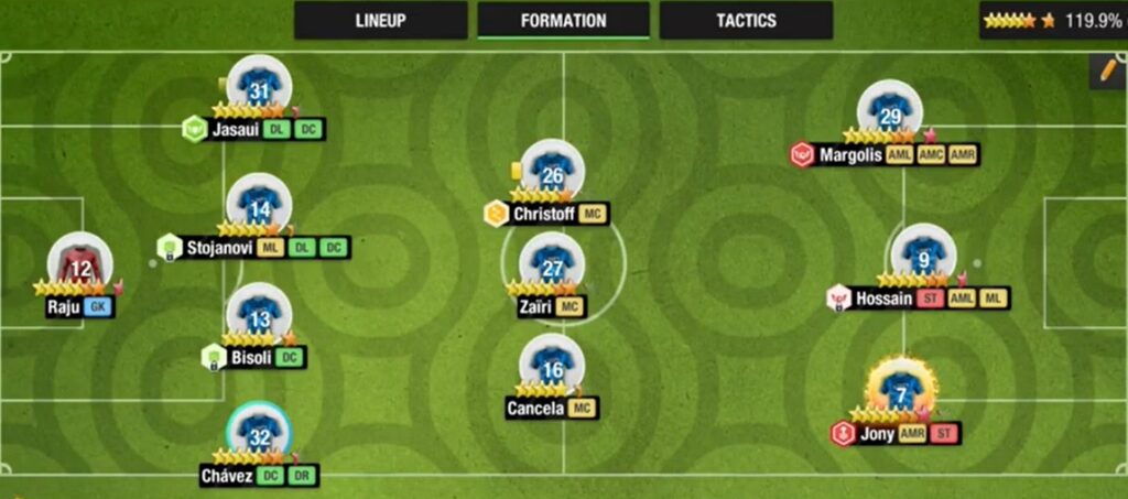 The 4-3-3 formation in Top Eleven 2024
