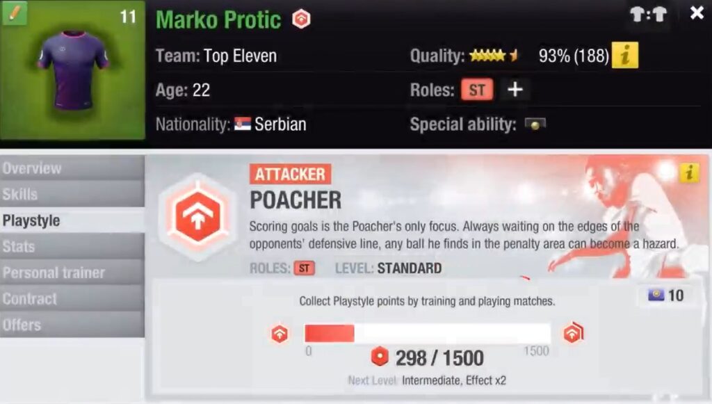 Top Eleven Player Profile