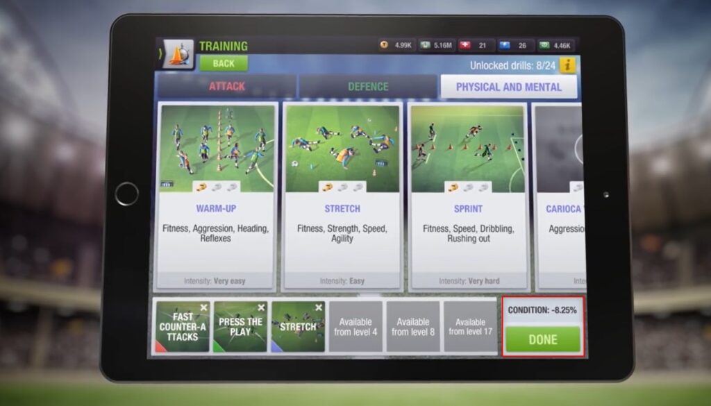 Top Eleven Training Intensity