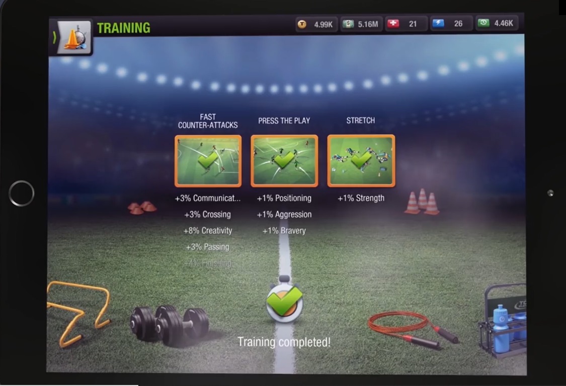Training session in Top Eleven
