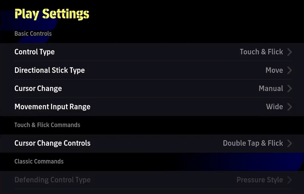 eFootball 2024 Control Type