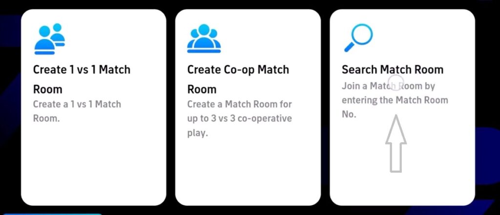 Search Match Room section in eFootball 2024