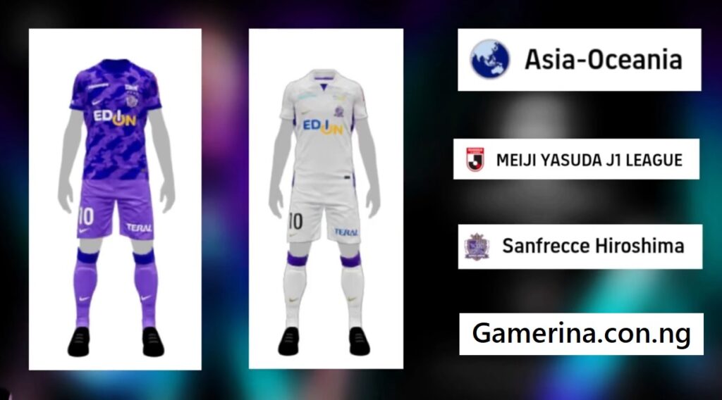 eFootball 24 Sanfrecce Hiroshima home and away Jersey front view