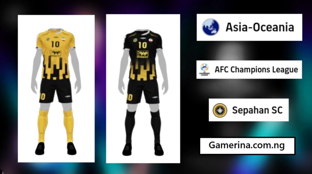 eFootball 24 Sepahan SC home and away Jersey front view