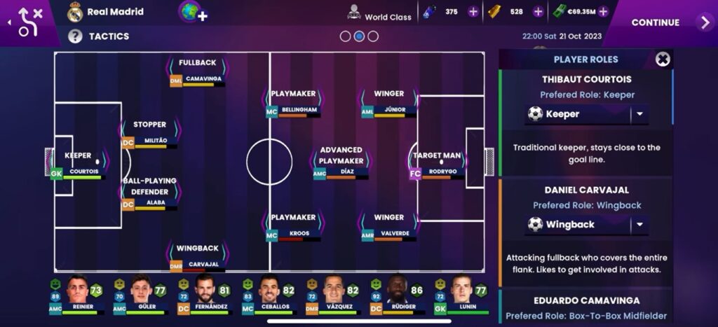 player roles of the SM24 4-2-3-1-Formation in Soccer Manager 2024