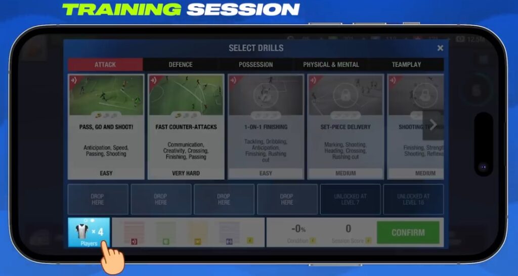 A training session on Top Eleven 2024