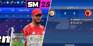 Bayern Munich vincent kompany and a high match score of 5 - 0 in SM25