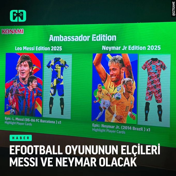 eFootball 2025 Neymar and Messi Ambassador jerseys edition